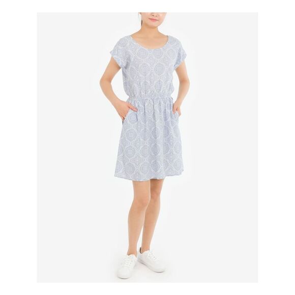 HIPPIE ROSE Dresses & Skirts - HIPPIE ROSE Womens Light Blue Elastic Waistband Short Sleeve Dress XS